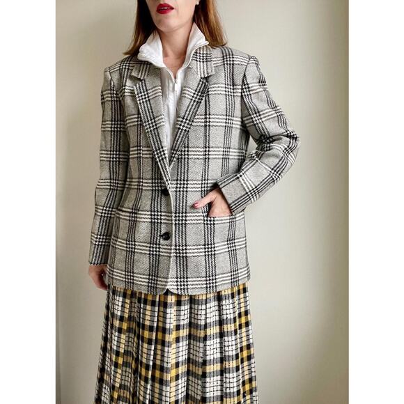 Vintage Plaid Tartan Irish Wool Midi Pleated Wrap Skirt Tan - Picture 8 of 8